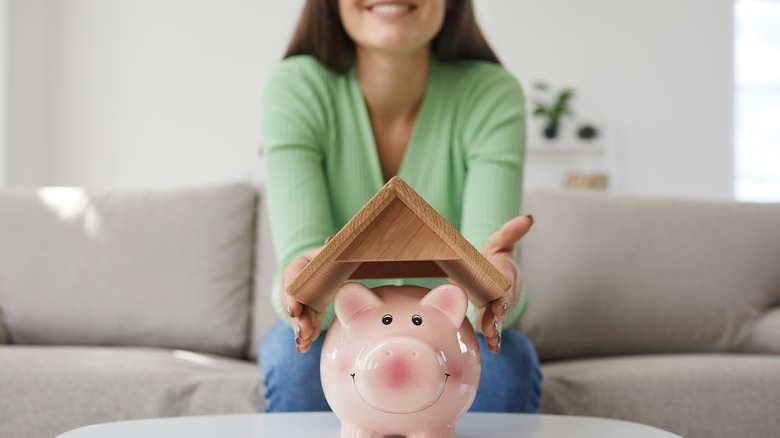 Roof over a piggy bank