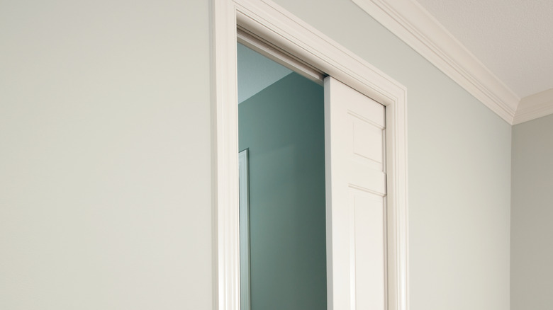 An interior pocket door