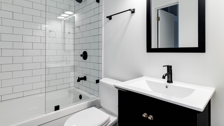 bathtub shower combo white tile