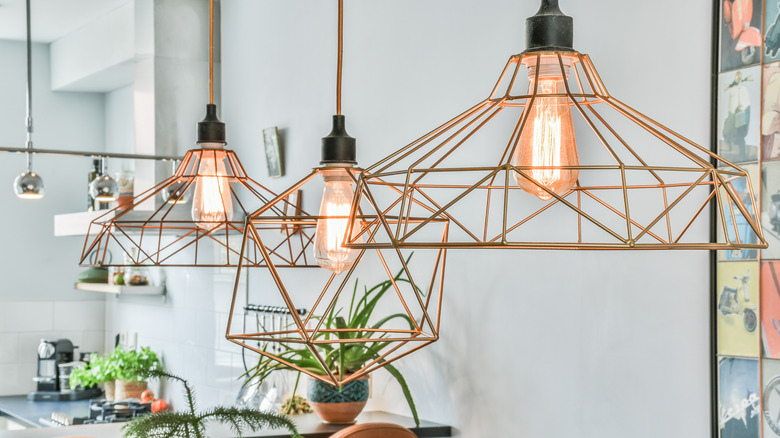 chandelier in a kitchen area