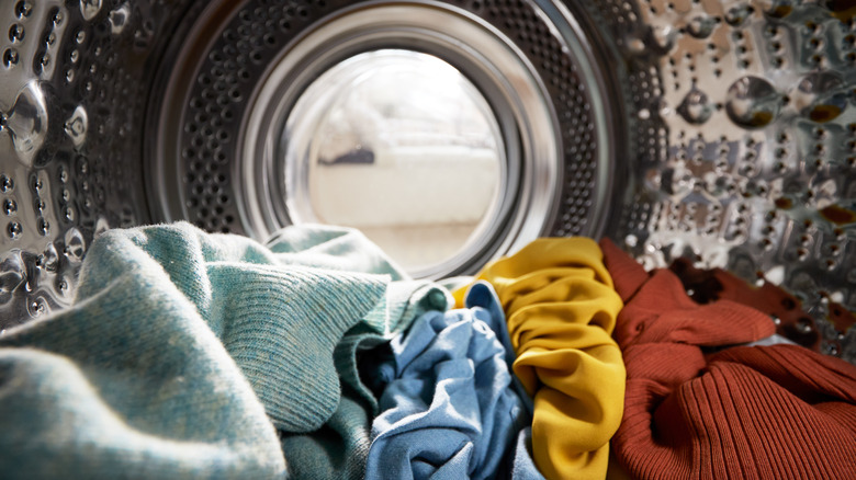 Clothes inside washer