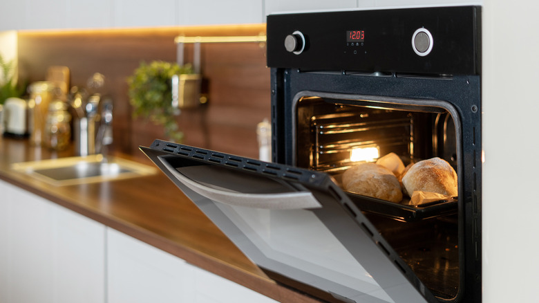 modern oven baking bread