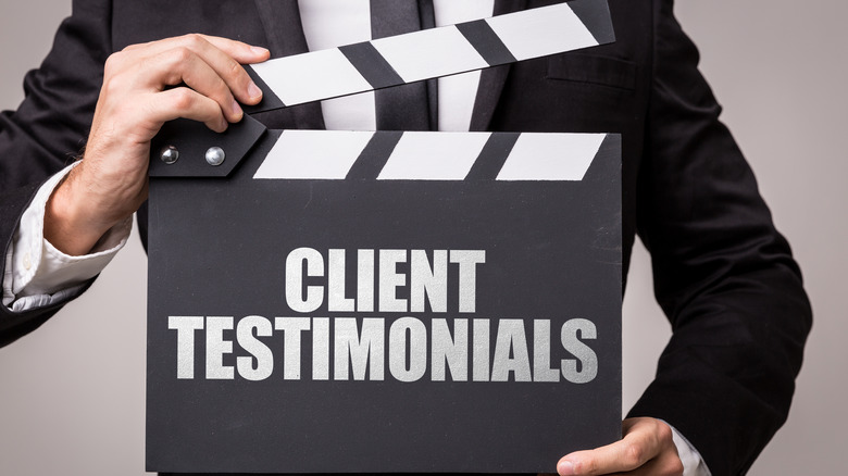 Client testimonials click board