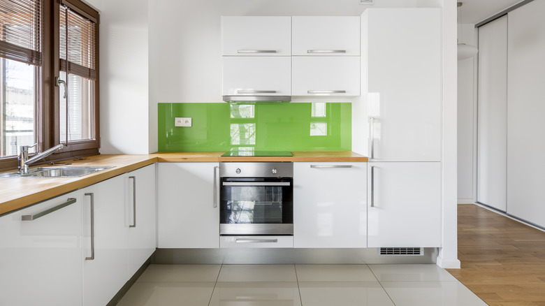 bold green backsplash in kitchen