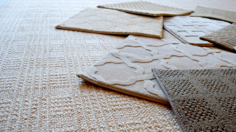 carpet sample squares flat lay