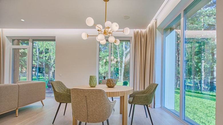 beige and white dining table