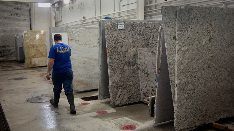 granite slabs on display