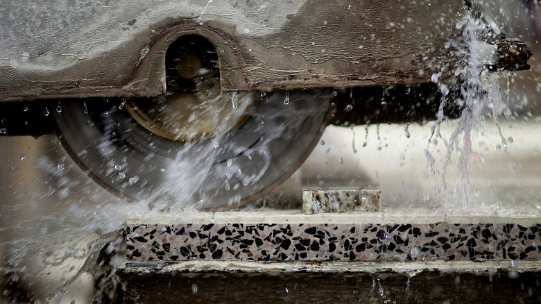 cutting a granite slab