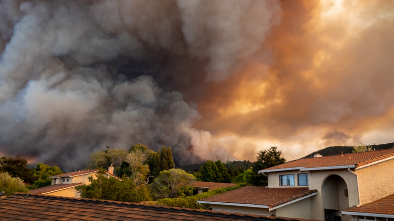 house on fire in neighborhood