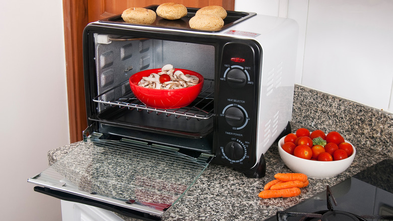 toaster oven and vegetables