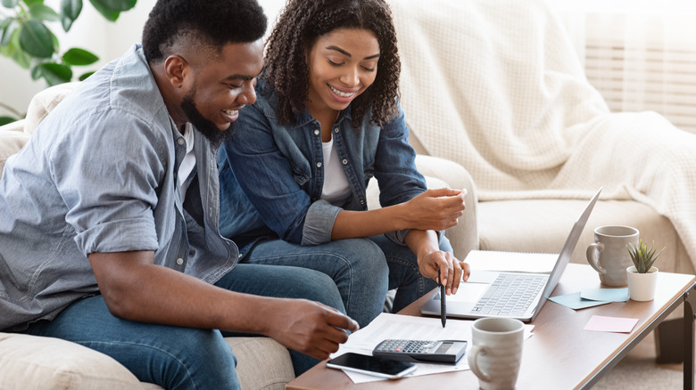 couple figuring out their budget