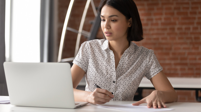 woman working on laptop