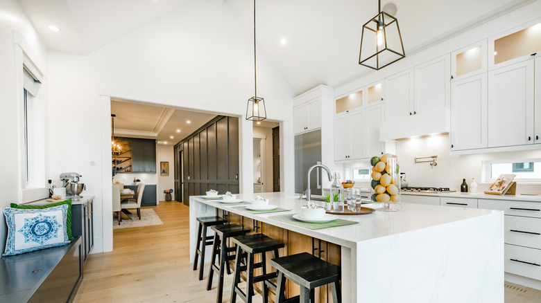 modern kitchen with wooden accents