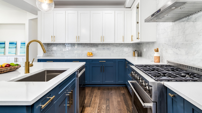 blue and white kitchen