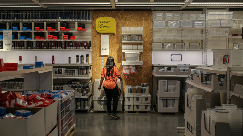 Woman looking at IKEA products