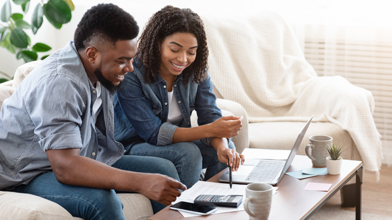 couple looking at computer