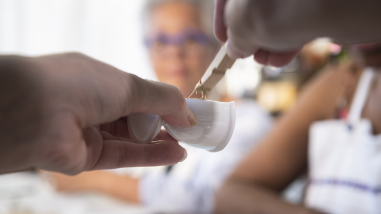 Large dollop of glue on broken tea cup