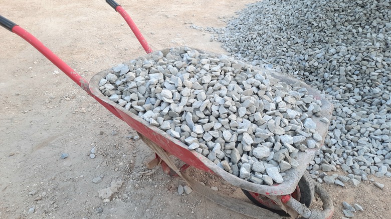 wheel barrow full of gravel