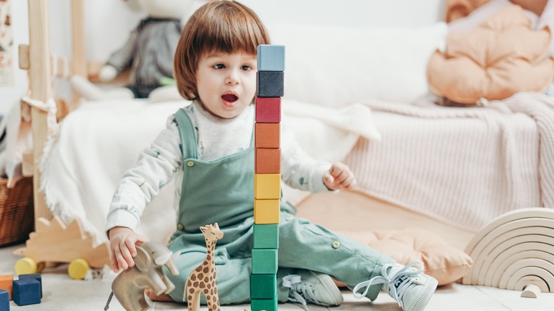 Child playing with blocks