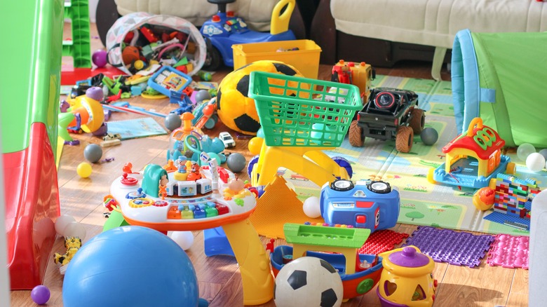 Messy playroom with toys