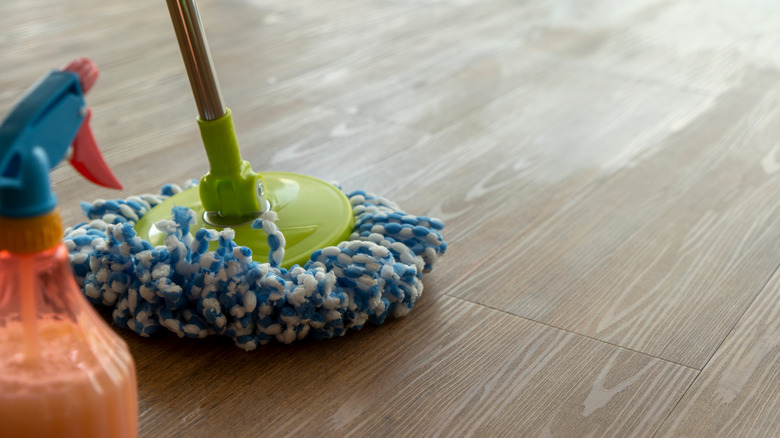 Mop on vinyl floor