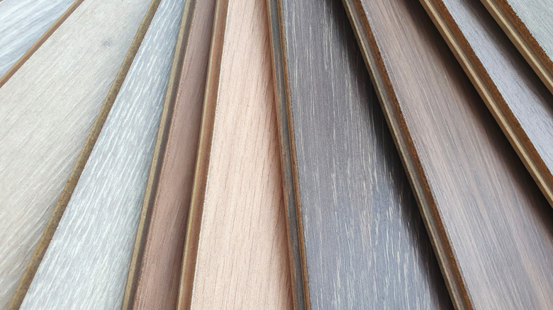 Different pieces of engineered wood flooring