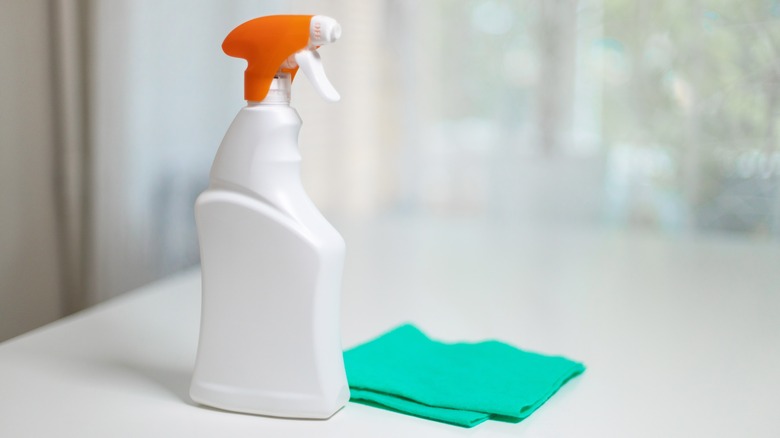 Spray bottle and cloth