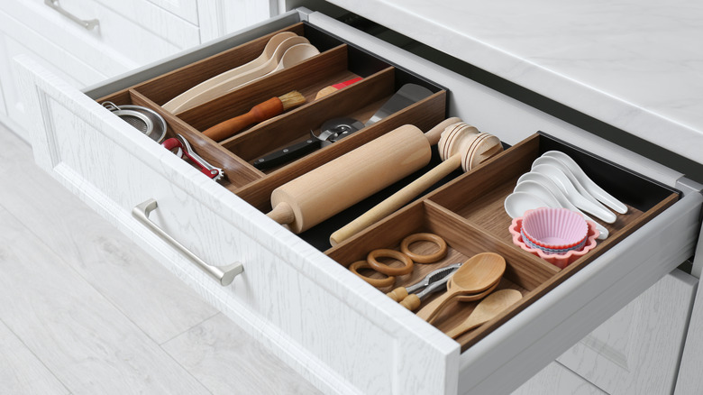 baking utensils in drawer