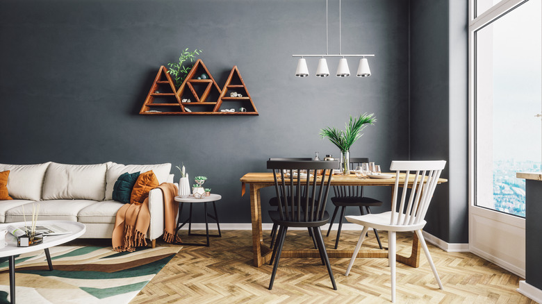 dark gray dining room