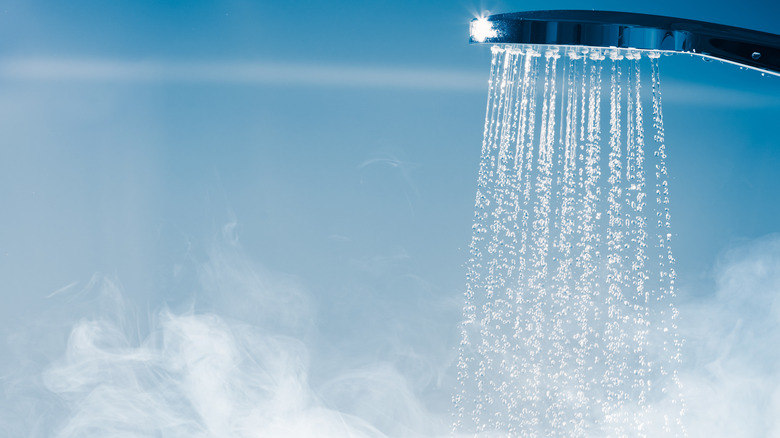 steaming hot water in shower