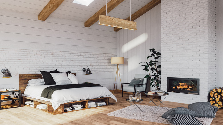 A rustic modern bedroom interior