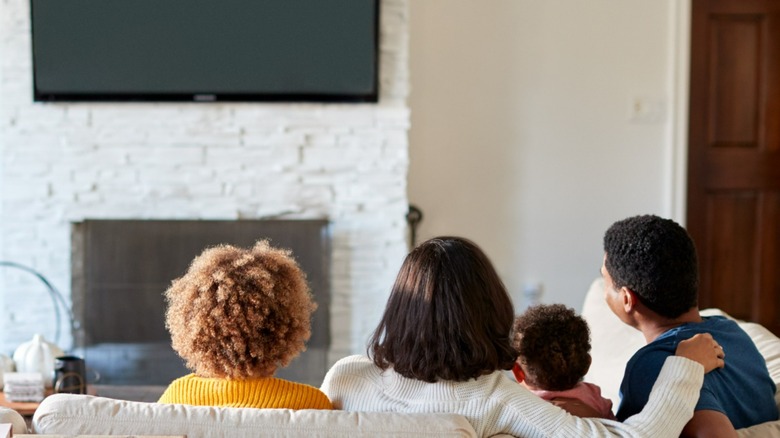 Family watching television