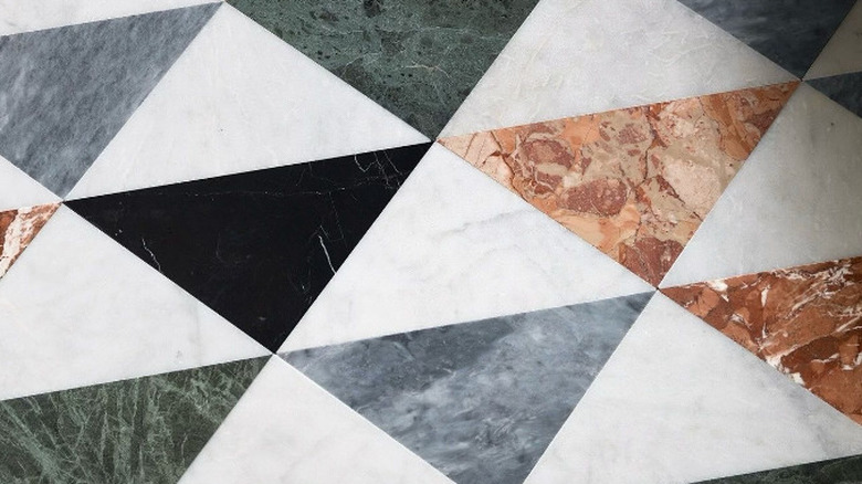 marble triangle tiled floor