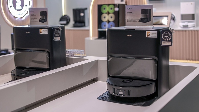 Two V50 Ultra Robot Vacuums next to one another on counter