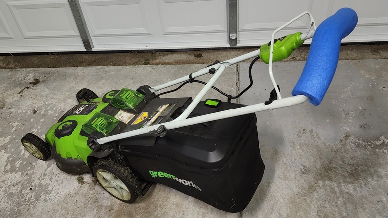 Mower with pool noodle grip
