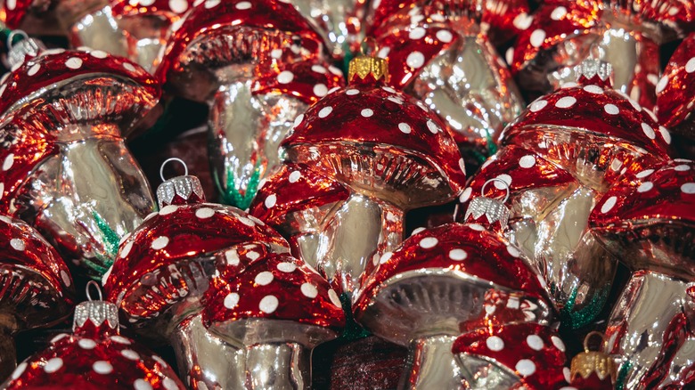 red mushroom christmas ornaments