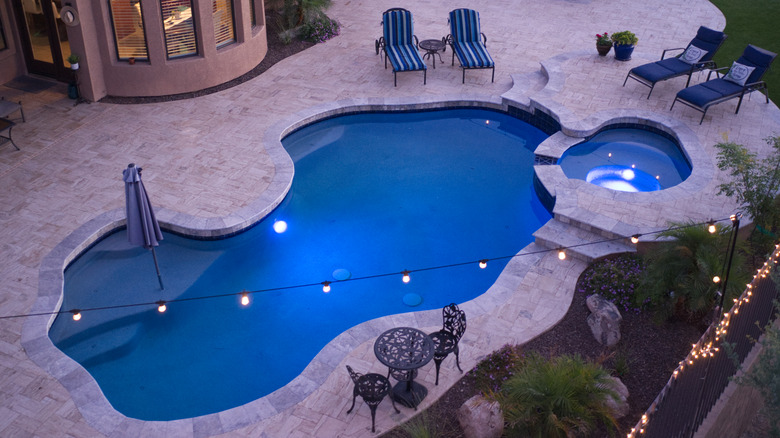 Aerial view of abstract pool