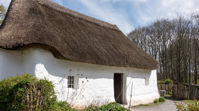 old limewashed house