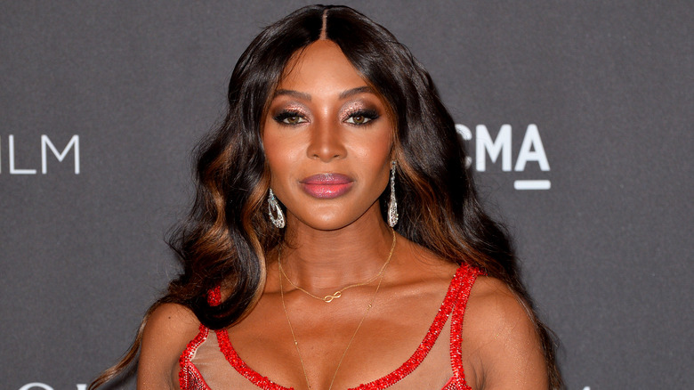 Naomi Campbell in red dress