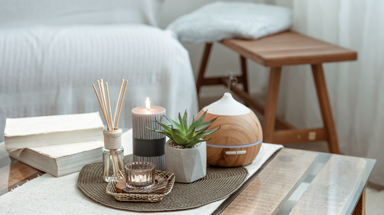 A home decor set up with incense