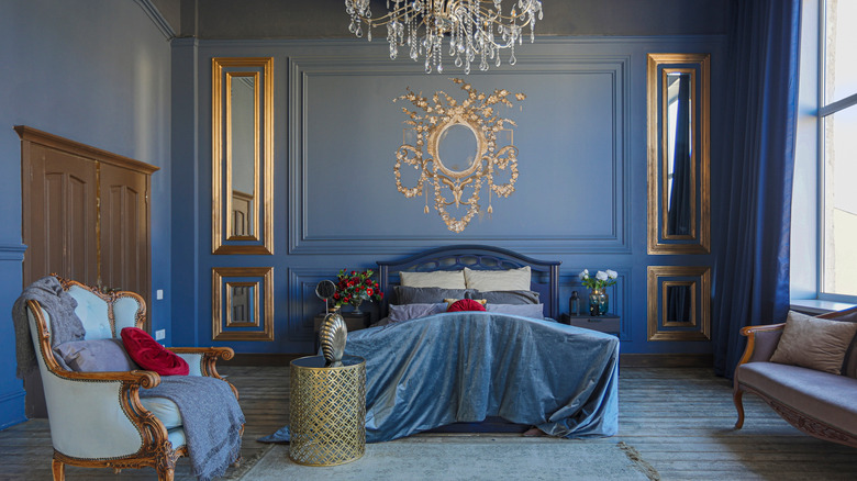 blue bedroom vintage accents