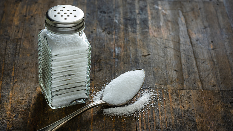 salt jar on table