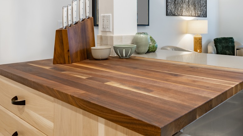 Dark butcher block countertop