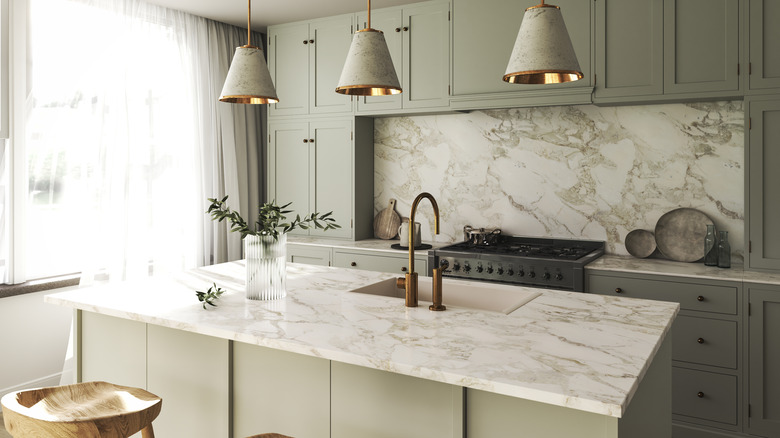 Marble kitchen island