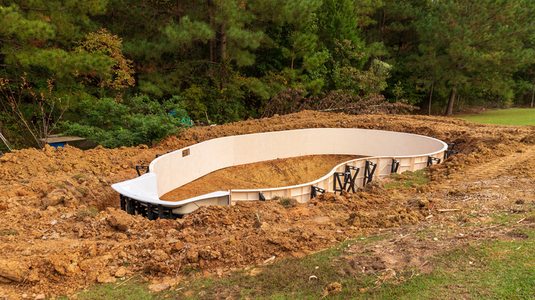 Swimming pool under construction