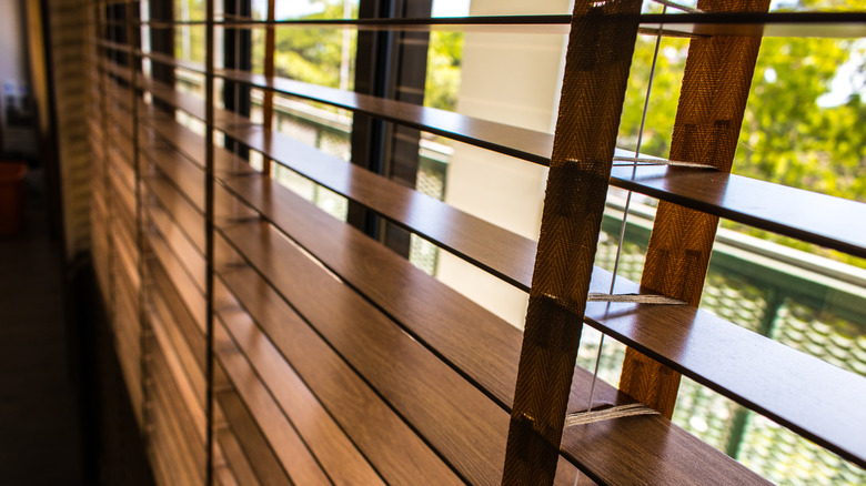 View of wooden blinds