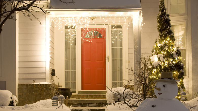A front door in winter