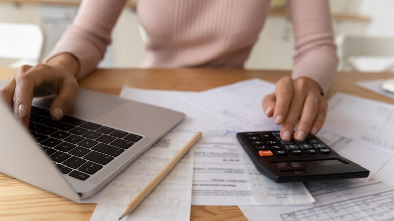 woman calculating