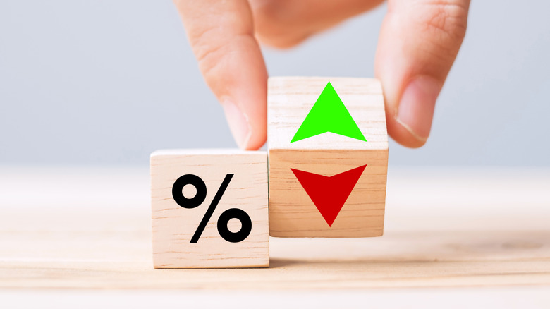 wooden blocks showing percentages