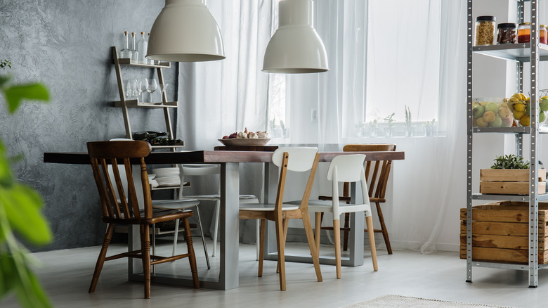 Dining table with mismatched chairs